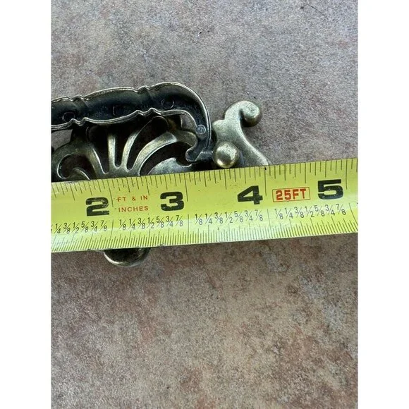 8 vintage Dresser pull knob 1992 B1254 ornate brass Handle Chippendale Style 4” - Picture 9 of 11